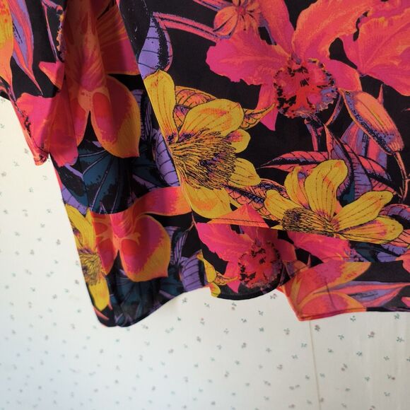 Beautiful by Lawrence Zarian 2X Top Paradise Tropical Multicolor Tiered Floral - Picture 5 of 15